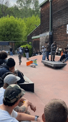 Skateboarder loses control during ollie attempt in Villiers-sur-Orge