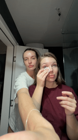 Two women photographed indoors in Belgrade's Vozdovac district