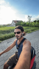 Scooter rider spotted on cobblestone road in North Kuta