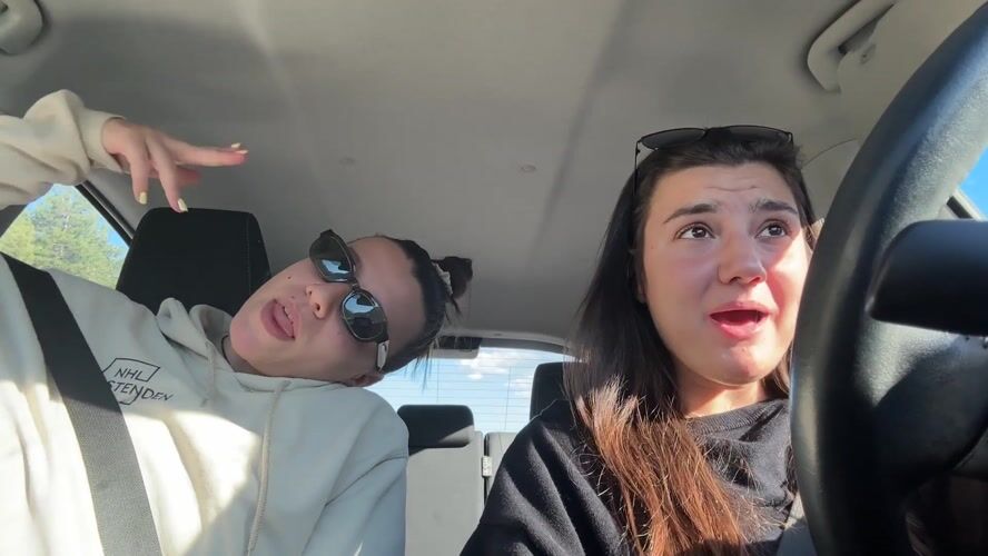 Young women sing Romanian songs during road trip in Bulgaria