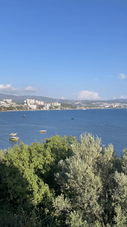 Tranquil harbor scene captured in Kuşadası, Turkey