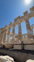 Tourist documents sunny visit to Athens Parthenon