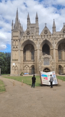 Tourist documents walking tour of Peterborough Cathedral and town center
