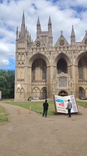 Tourist documents walking tour of Peterborough Cathedral and town center