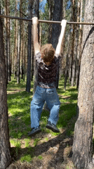 Morning forest workout and meal documented in Минино, Russia
