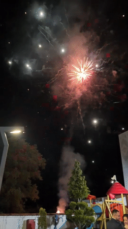 Evening celebrations with fireworks and dancing across Pirot, Serbia
