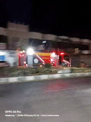 Fire truck response and restaurant scene captured in Lhokseumawe