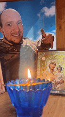 Memorial candle lit for military serviceman in Perm