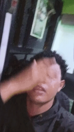Man films selfie video in dark space in Juan Griego