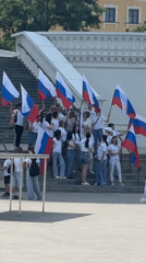 Youth patriotic gathering with Russian flags in Astrakhan