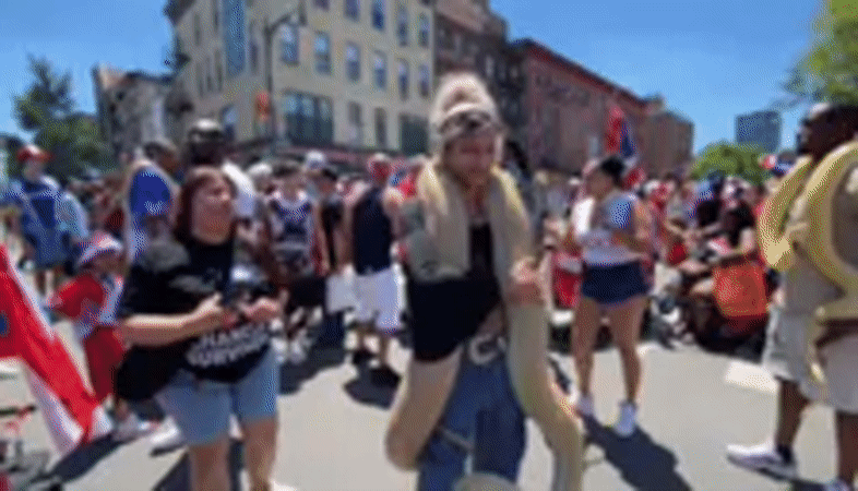 Puerto Rican street festival with python display in NYC