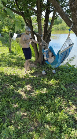 Summer leisure moments captured in Russian countryside setting