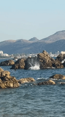 Afternoon on the water and rocks near Bar, Montenegro