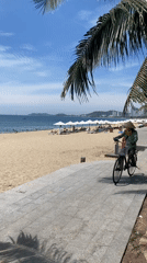 Nha Trang's palm-lined beachfront on a sunny morning