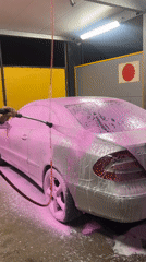 Late-night car wash session at a Pleven self-service facility