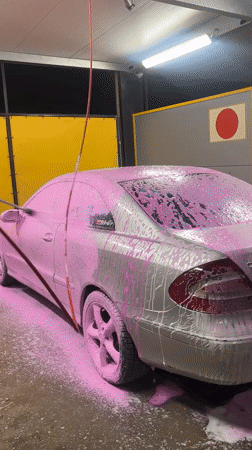 Late-night car wash session at a Pleven self-service facility