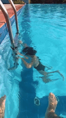 Children swimming at pool in Phu Thuy Ward, Vietnam