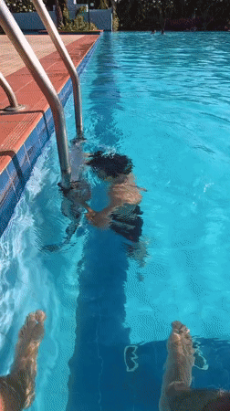 Children swimming at pool in Phu Thuy Ward, Vietnam