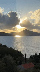 Sunset scenes captured at Montenegro's Sveti Stefan coastal resort
