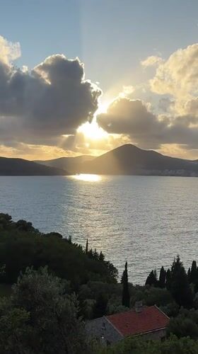 Sunset scenes captured at Montenegro's Sveti Stefan coastal resort