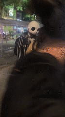 Jack Skellington costume spotted with casual companion in Buenos Aires