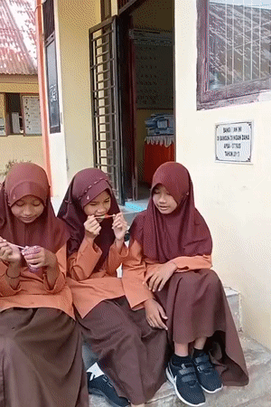 Indonesian schoolchildren documented during regular classroom and schoolyard activities