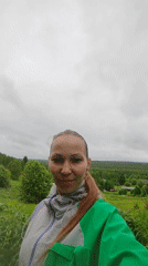 Woman, child documented in rural Russian village morning walk