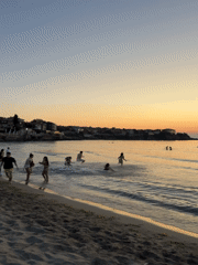 Sunset to midnight on the Black Sea beach in Sozopol