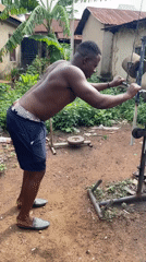Men workout at makeshift outdoor gym in Akwanga, Nigeria