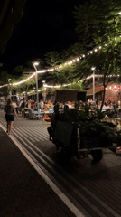 Tel Aviv night market and Mediterranean sunset, one evening
