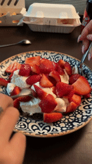 Strawberry cream dessert shared in Tel Aviv evening