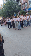 Young marching band performs in Veliko Tarnovo street parade