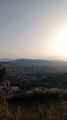 Barcelona sunset panoramas from the hills, Sagrada Família on the horizon