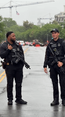 Armed law enforcement, emergency vehicles gather on Washington streets