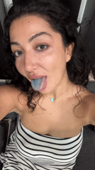 Woman enjoys viral blue dessert in Mengwi, Indonesia