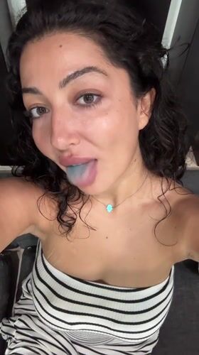 Woman enjoys viral blue dessert in Mengwi, Indonesia