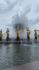 Strolling a Moscow park complex on a grey June morning