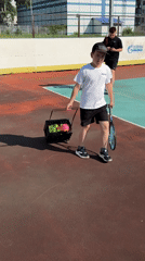 Tennis morning at an outdoor court in Chaikovsky, Russia