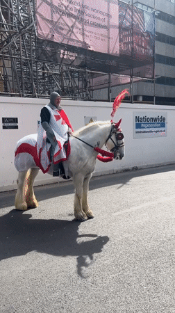Knight on horseback spotted in Manchester city center