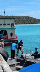Morning ferry arrival brings passengers to Ko Phangan island