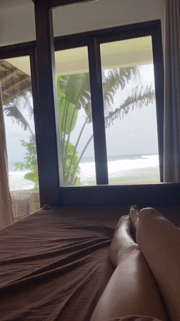 Morning rest at oceanfront accommodation in Goviyapana, Sri Lanka