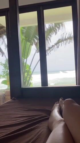 Morning rest at oceanfront accommodation in Goviyapana, Sri Lanka