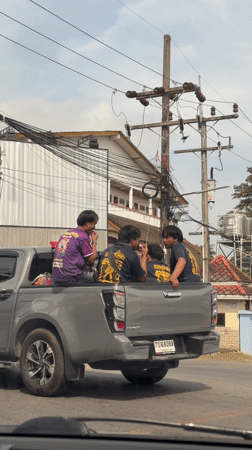 Early morning vehicle sightings in Choeng Thale, Thailand