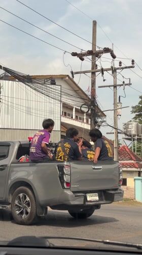 Early morning vehicle sightings in Choeng Thale, Thailand