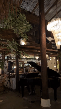 Pianist performs at restaurant in Mengwi, Indonesia