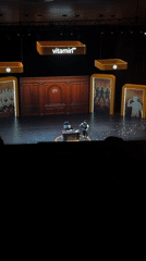 Stage performance with ornate backdrop captured in Yerevan theater