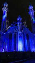 Colorful light show illuminates Qolsharif Mosque in Kazan
