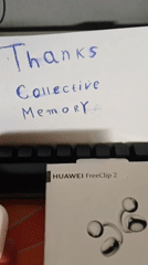Hand-written thank you note to Collective Memory observed on desk