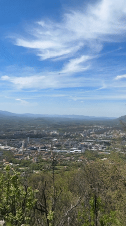 Panoramic valley view captured over Gabrovo, Bulgaria