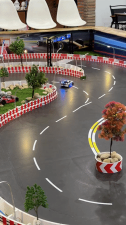 RC car races on elaborate indoor track in Vietnam